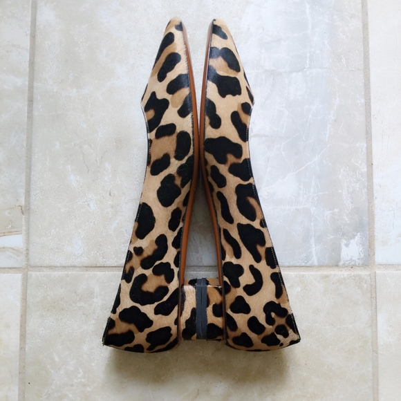 New! Aquatalia Italy Leopard Perla Ballet Flats Hair Calf 10M